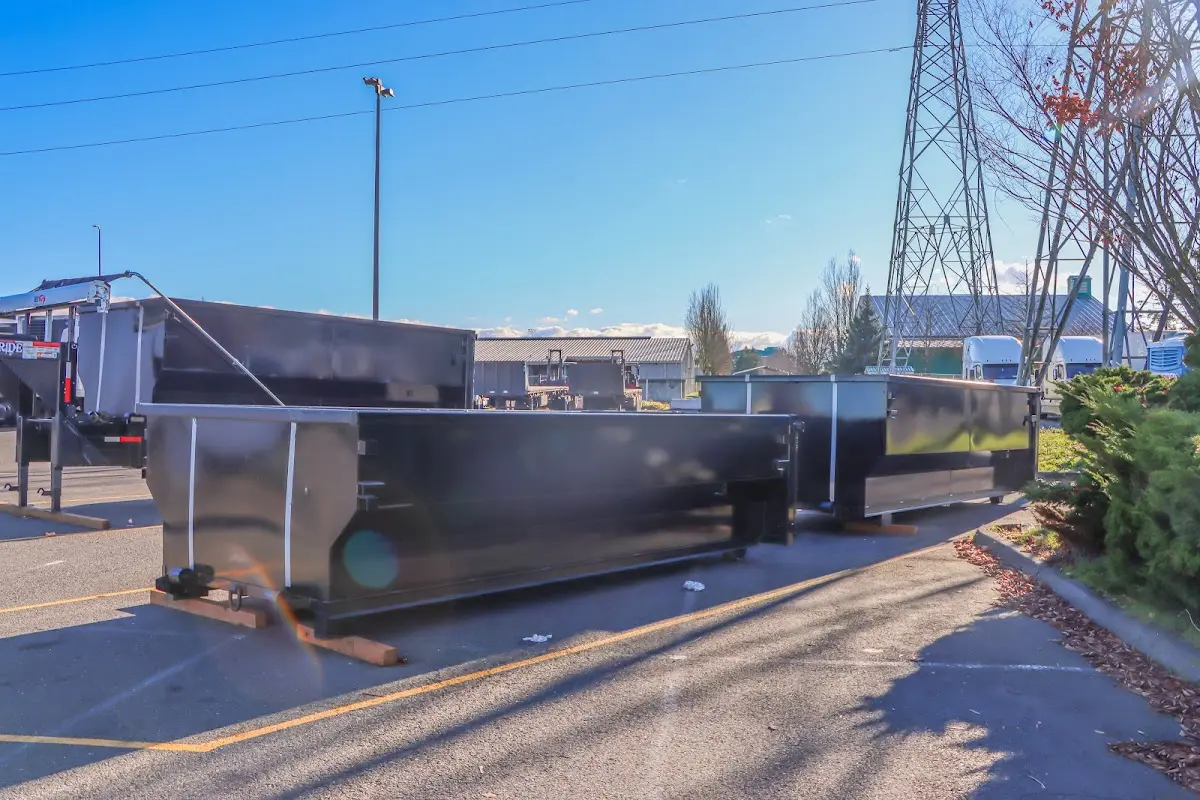 Roll-off dumpster ready for waste disposal at job site for 12 Yard Dumpster Rental in San Dimas